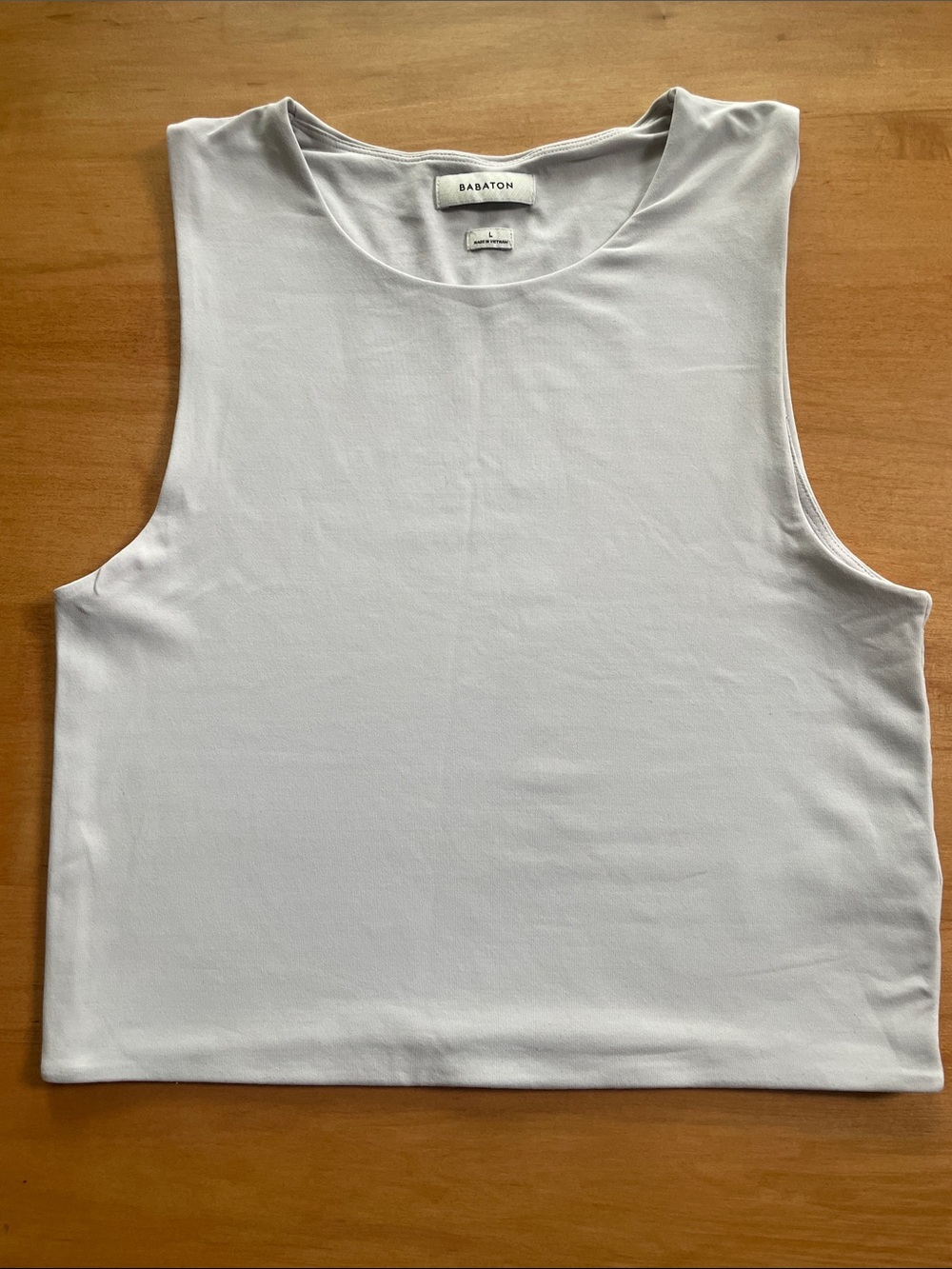 Aritzia Babaton Contour Muscle Tank Light Gray Sleeveless Top Size L